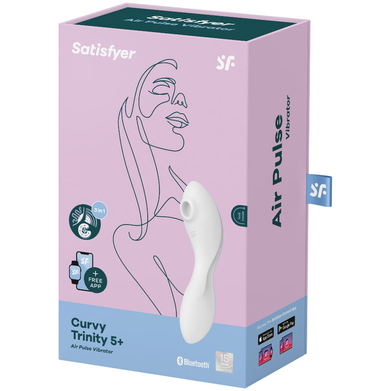 SATISFYER - CURVY TRINITY 5 AIR PULSE STIMULATOR & VIBRATOR APP ΛΕΥΚΟ
