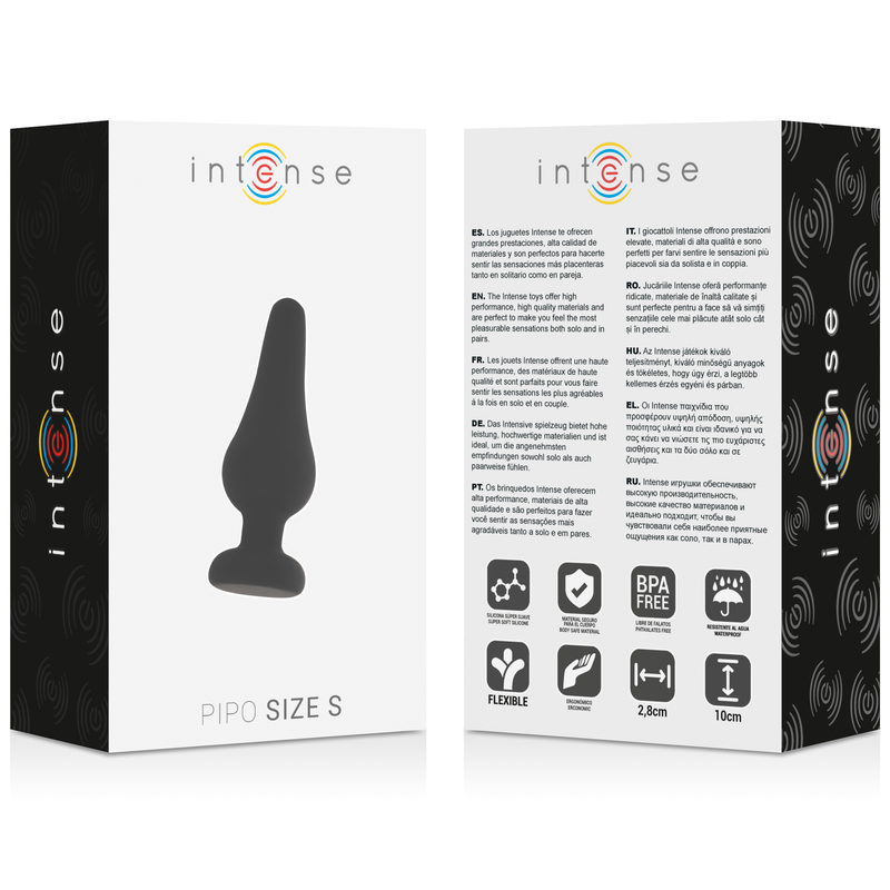 INTENSE - Πρωκτικό βύσμα PIPO S ΜΑΥΡΟ ΣΙΛΙΚΟΝΗΣ 9,8 CM