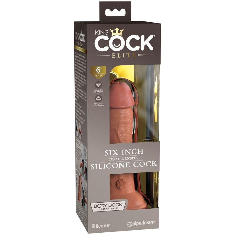 KING COCK - ELITE REALISTIC SILICONE DILDO 15,2 CM CARAMEL