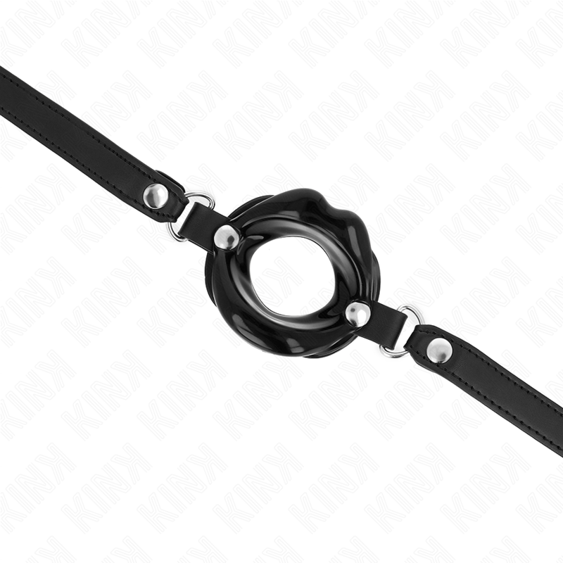 Φίμωτρο KINK - LIP 8 CM με μαύρο λουράκι από δερματίνη 63 x 2 CM ρυθμιζόμενο 39-58 CM