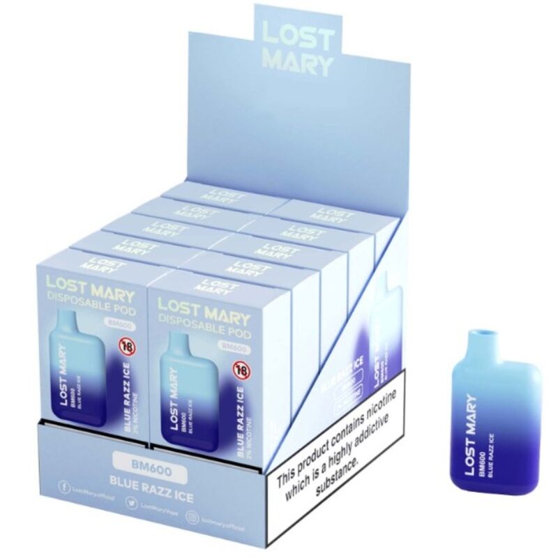 LOST MARY - BM600 ΑΤΜΙΣΤΗΣ ΝΙΚΟΤΙΝΗΣ 2% ΜΙΑΣ ΧΡΗΣΗΣ BLUE RAZZ ICE