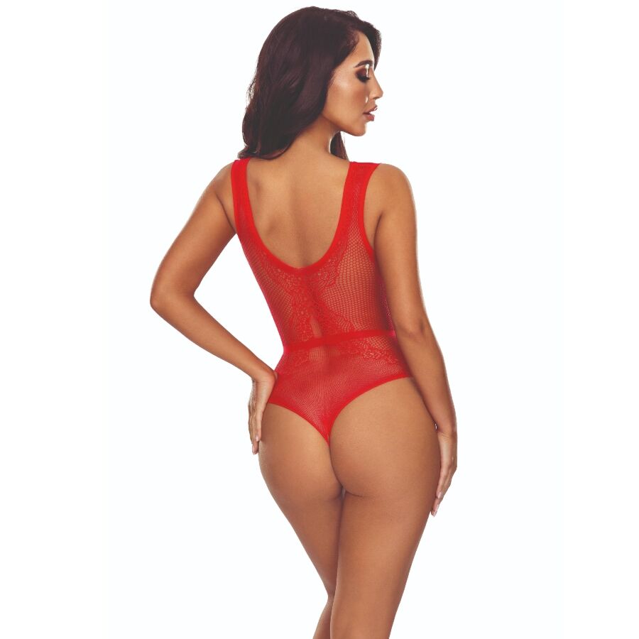 PASSION - BS115 BODYSTOCKING GRID ΚΟΚΚΙΝΟ