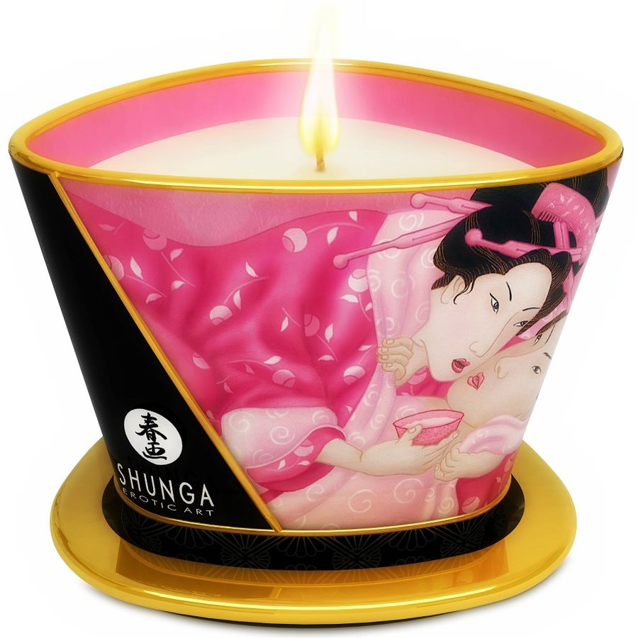 SHUNGA - MINI CARESS BY CANDELIGHT ΚΕΡΙ ΜΑΣΑΖ ΜΕ ΑΦΡΟΔΙΖΙΑΚΑ ΤΡΙΑΝΤΑΦΥΛΛΑ 170 ML