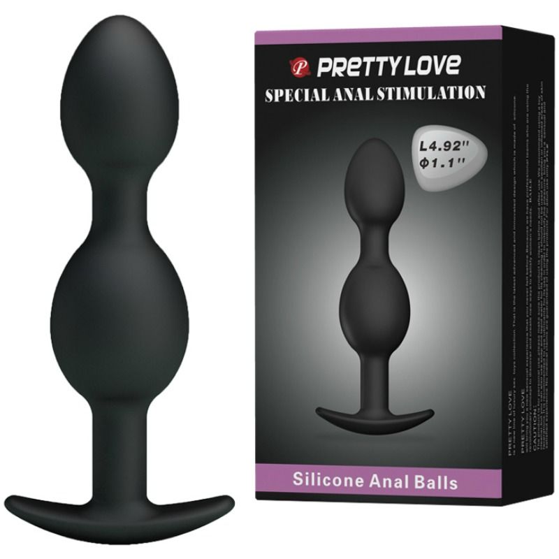 PRETTY LOVE - Πρωκτικές μπάλες σιλικόνης 12,5 cm ΜΑΥΡΕΣ