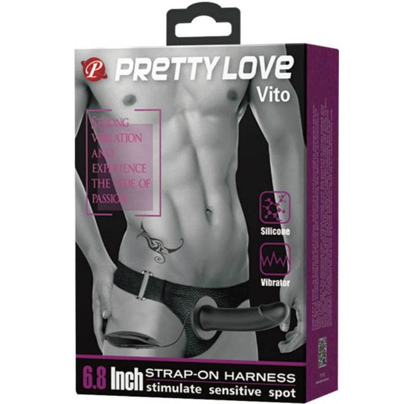 Ζωνάκι Pretty Love - Vito με κοίλο δονητή και δόνηση 17,3 cm