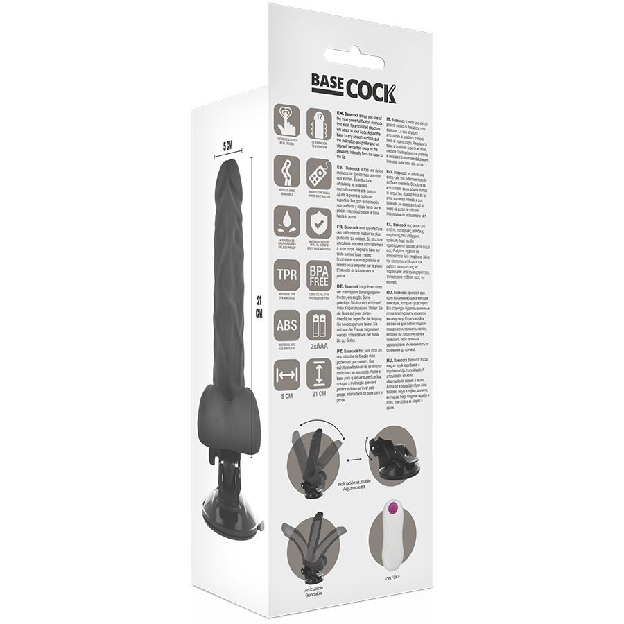 BASECOCK - VIBRADOR ΑΡΘΡΟ ΕΛΕΓΧΟ REMOTO NEGRO 21 CM -O- 5 CM