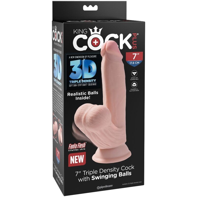 KING COCK - PLUS 3D DILDO SWINGING BALLS 15,2 CM ΑΝΟΙΧΤΟ ΔΕΡΜΑ