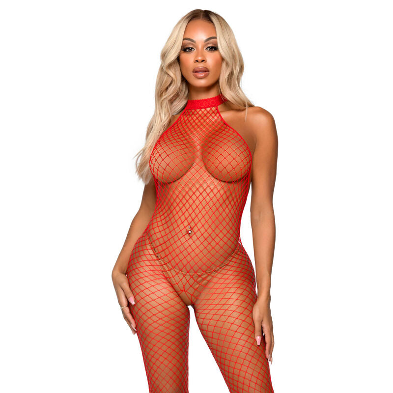 LEG AVENUE - LE FRIVOLE BODYSTOCKING - RACER NECK ΕΝΑ ΜΕΓΕΘΟΣ ΚΟΚΚΙΝΟ