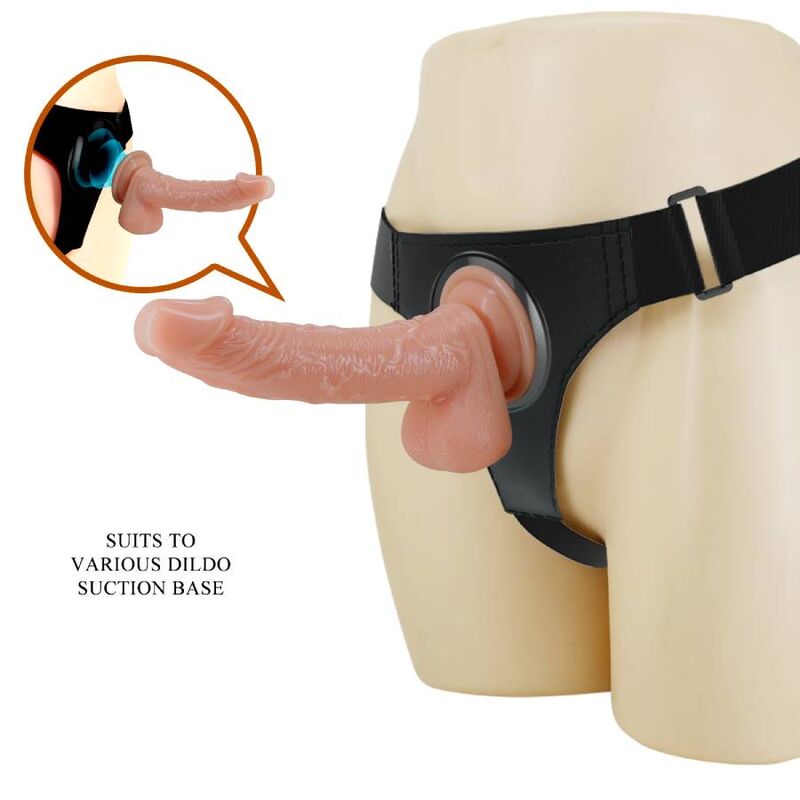 PRETTY LOVE - Σλιπ με ζώνη ασφαλείας Universal Harness με δονητή KEVIN 19 cm Natural