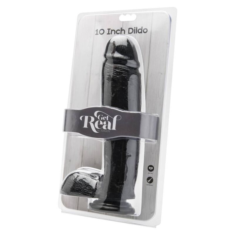 GET REAL - Ομοίωμα Πέους 25,5 CM ΜΕ ΜΠΑΛΑΚΙΑ ΜΑΥΡΟ