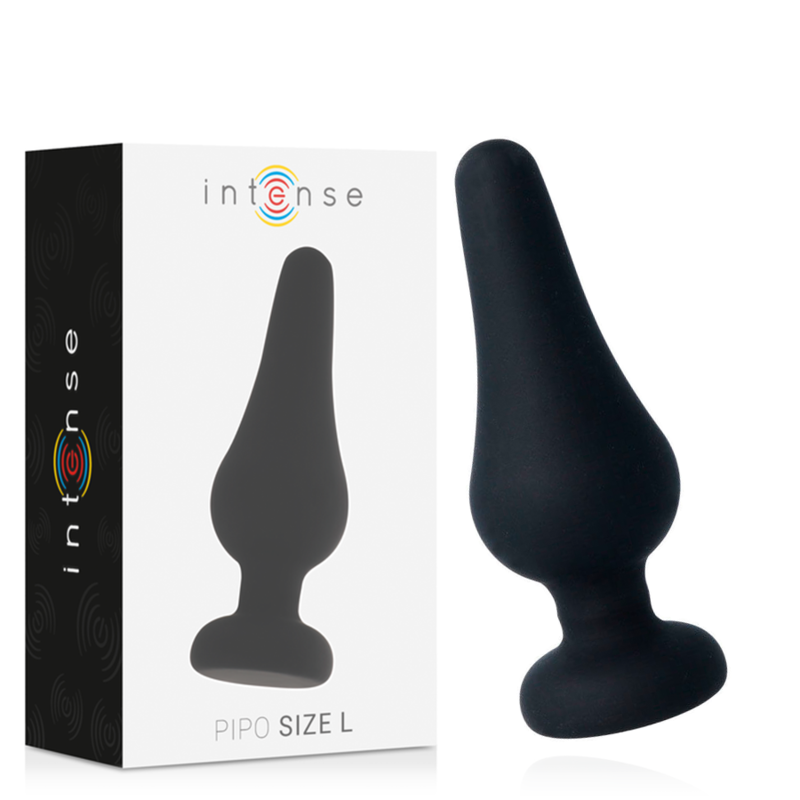 INTENSE - Πρωκτικό βύσμα PIPO L ΜΑΥΡΟ ΣΙΛΙΚΟΝΗΣ 13 CM
