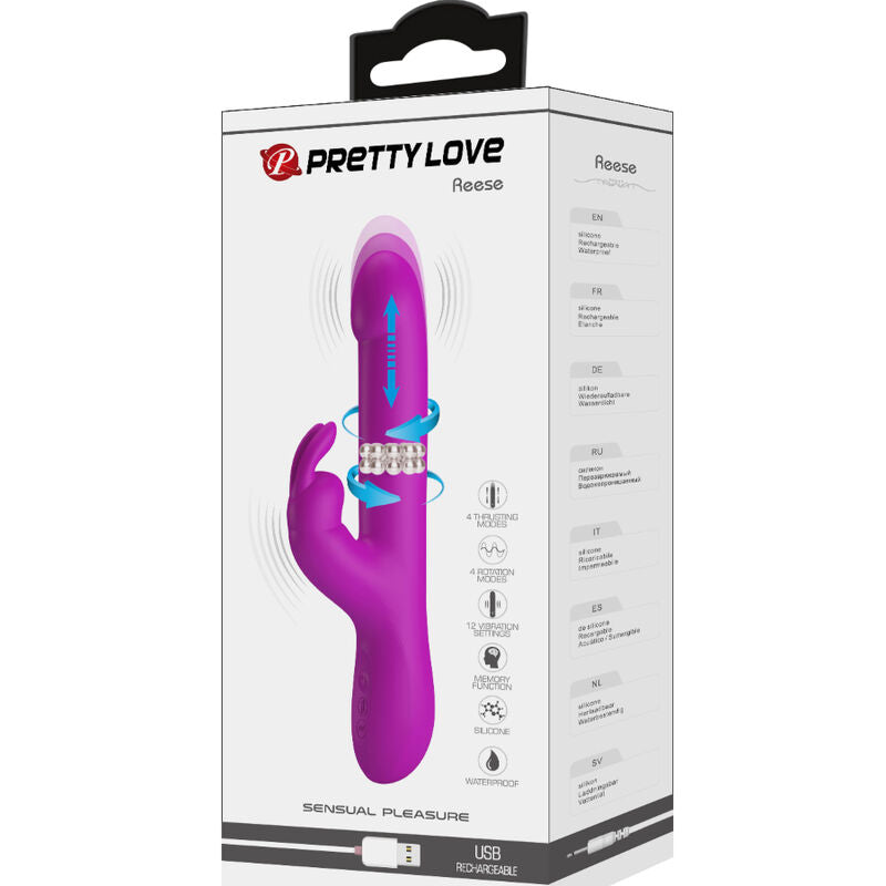 Δονητής Pretty Love - Reese με μωβ περιστροφή