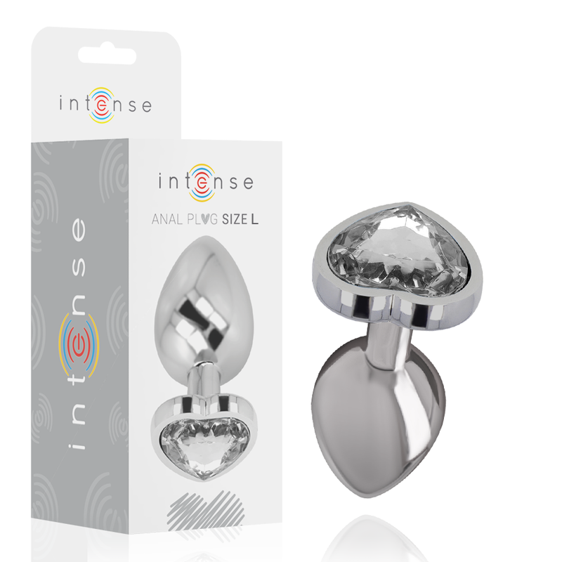 INTENSE - Πρωκτικό πώμα μεταλλικό αλουμίνιο λευκό μέγεθος καρδιάς L