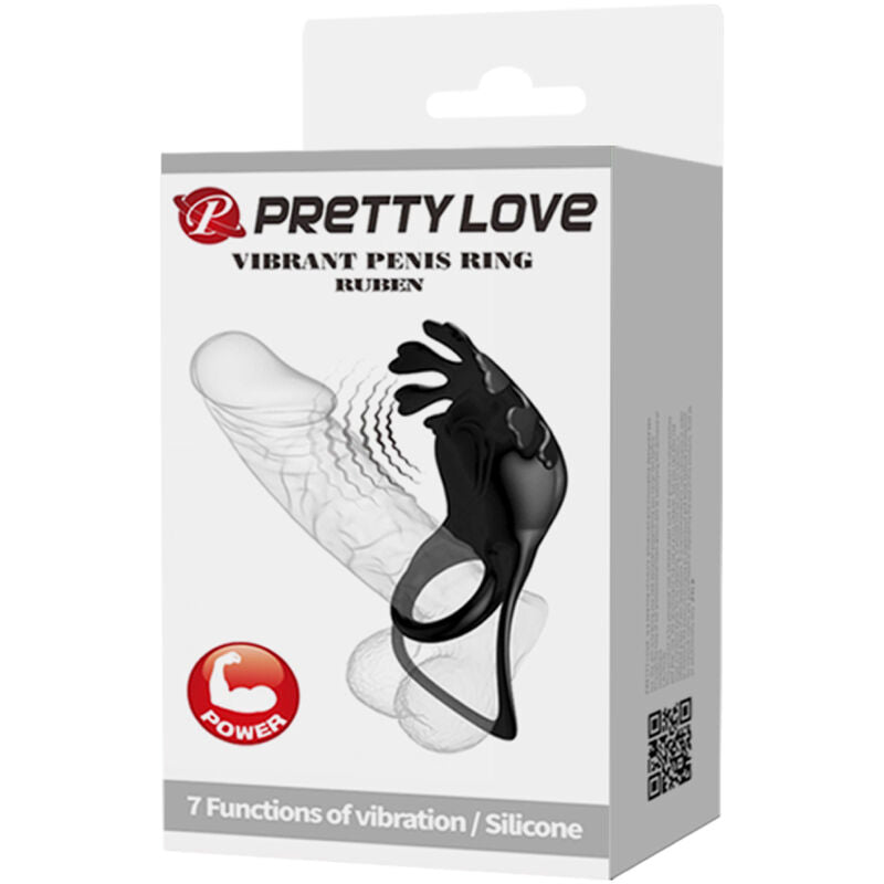 Δαχτυλίδι Δονητή Pretty Love - Ruben 7 Δονήσεις Μαύρο Σιλικόνης