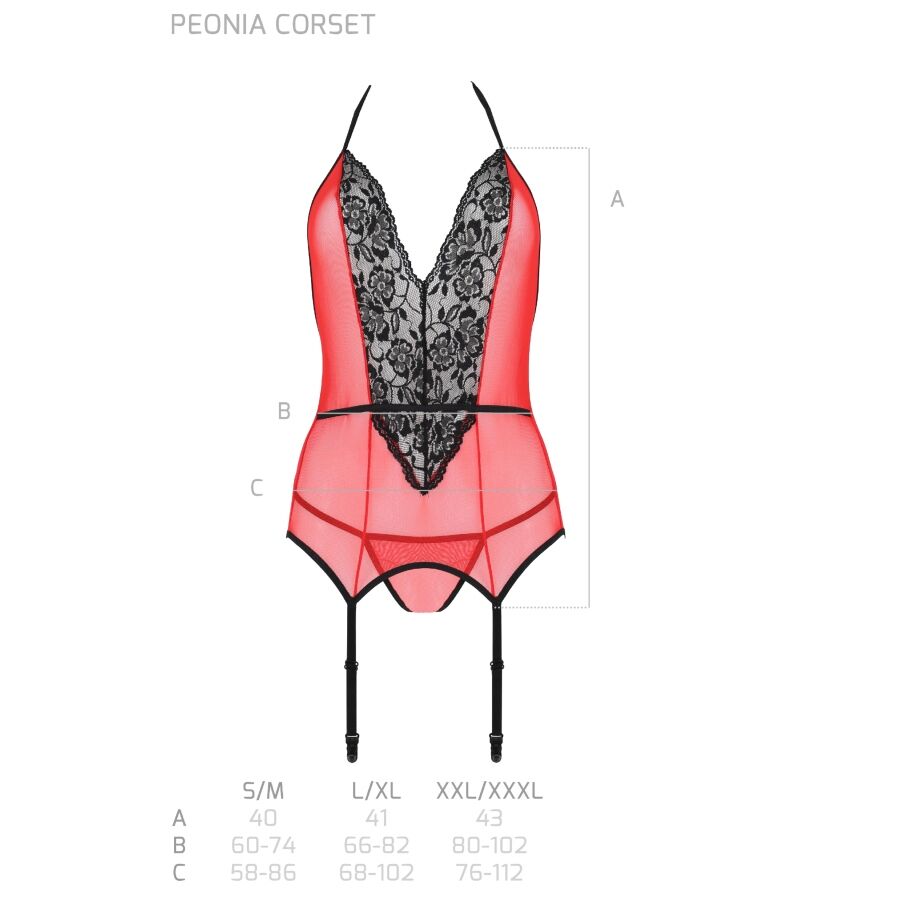 PASSION - PEONIA ΚΟΡΣΕΣ EROTIC LINE ΚΟΚΚΙΝΟ L/XL