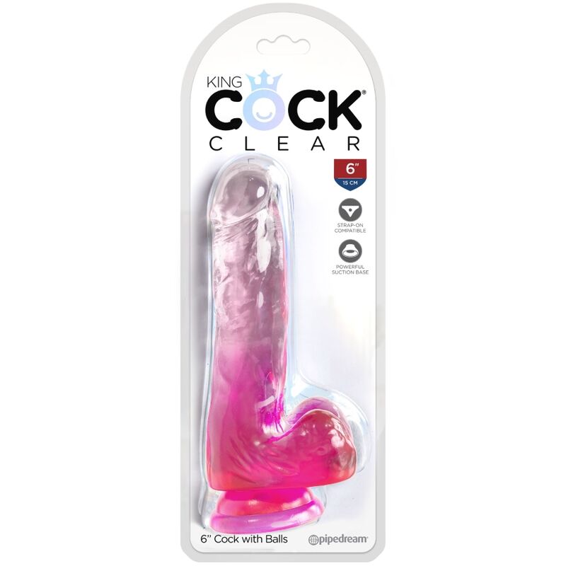 KING COCK - ΔΙΑΦΑΝΕΣ ΡΕΑΛΙΣΤΙΚΟ ΠΕΟΣ ΜΕ ΜΠΑΛΑΚΙΑ 13,5 ΕΚ. ΡΟΖ