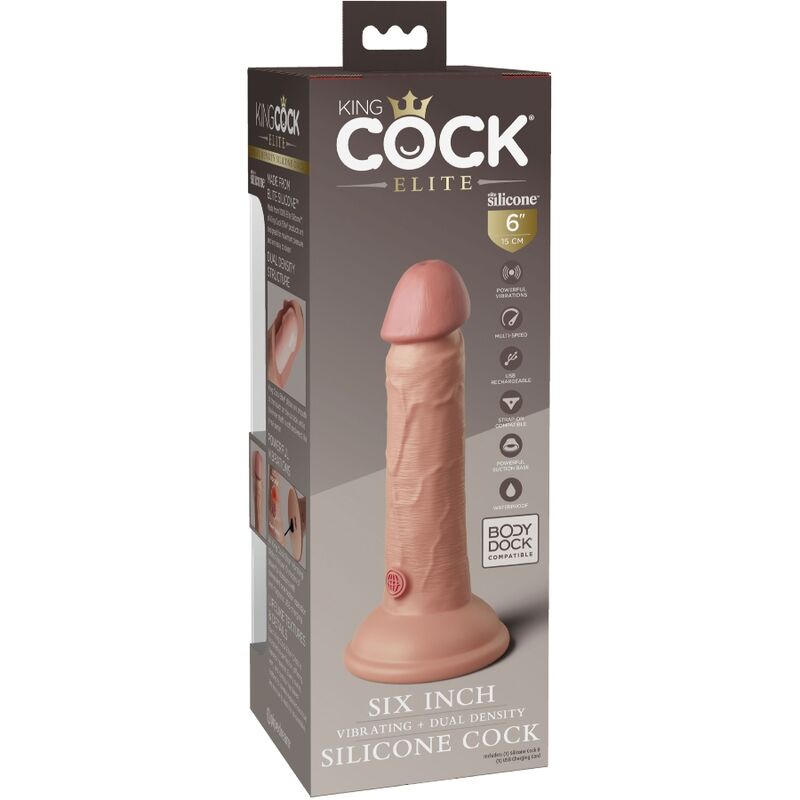 KING COCK - ELITE REALISTIC Ομοίωμα Πέους με Δόνηση & Σιλικόνη 15,2 CM