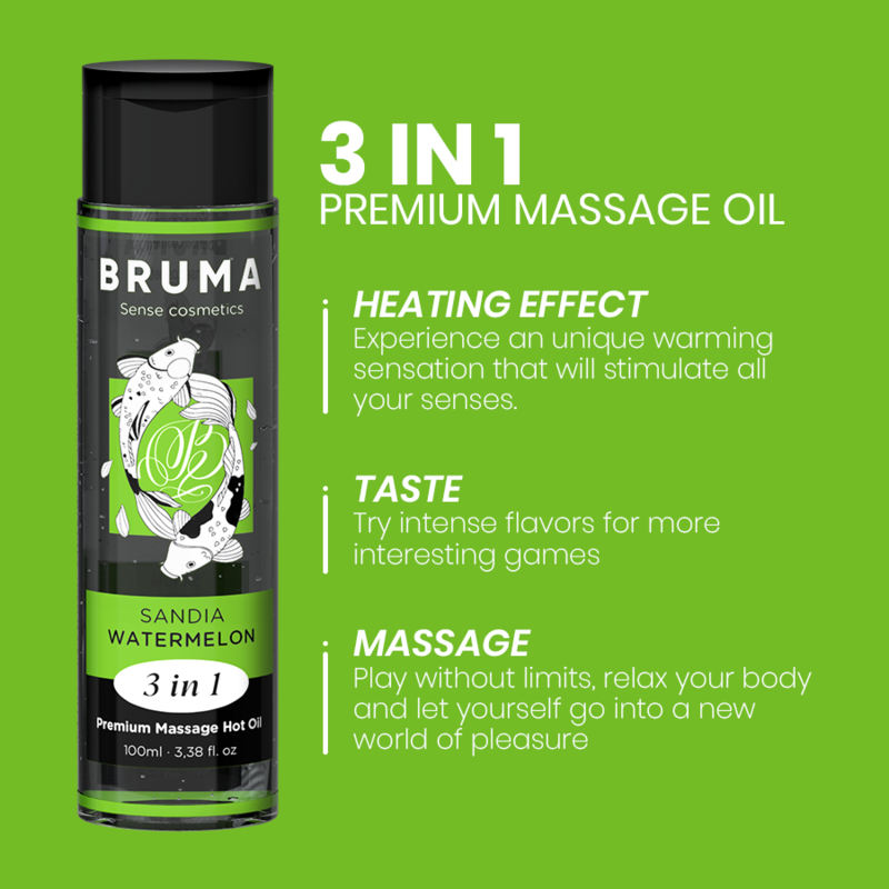 BRUMA - ΖΕΣΤΟ ΛΑΔΙ ΜΑΣΑΖ PREMIUM ΚΑΡΠΟΥΖΙ 3 ΣΕ 1 - 100 ML