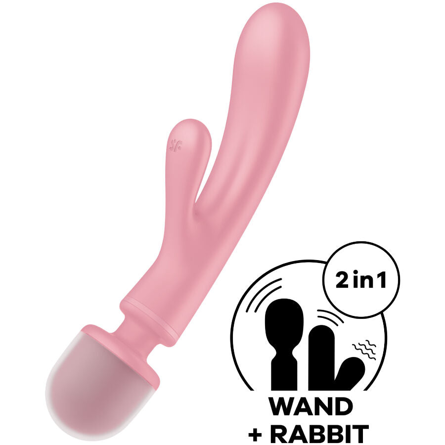 SATISFYER - ΔΟΝΗΤΗΣ ΜΑΣΑΖ TRIPLE LOVER RABBIT ΡΟΖ