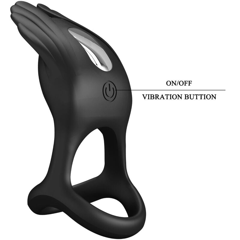PRETTY LOVE - SILAS VIBRANT PENIS RING 7 VIBRATIONS ΜΑΥΡΟ ΣΙΛΙΚΟΝΗΣ