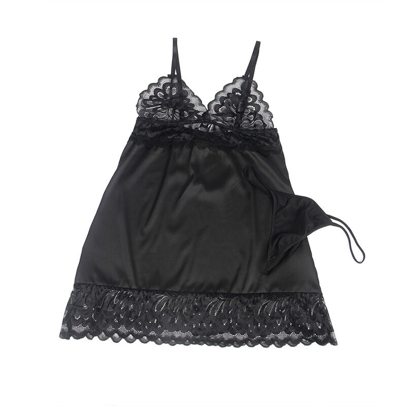 SUBBLIME - BABYDOLL ΜΕ ΣΤΗΘΟΣ ΜΕ ΛΟΥΛΟΥΔΙΑ ΜΑΥΡΟ L/XL