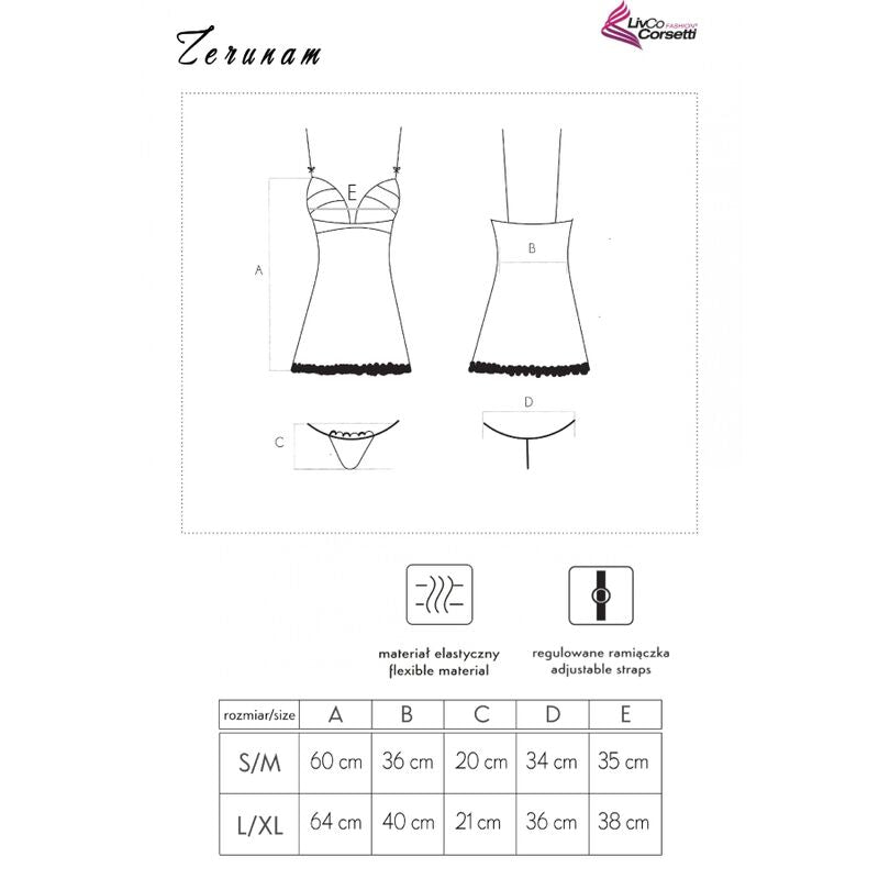 LIVCO CORSETTI FASHION - ΣΕΤ ZERUNAM BABYDOLL + ΜΑΥΡΟ ΤΟΝΓΚ