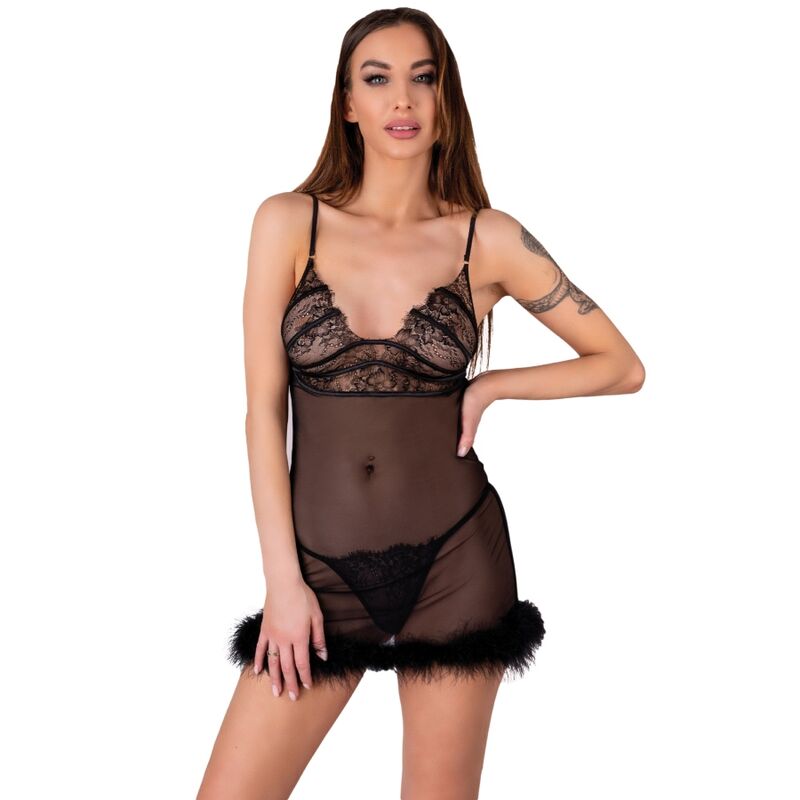 LIVCO CORSETTI FASHION - ΣΕΤ ZERUNAM BABYDOLL + ΜΑΥΡΟ ΤΟΝΓΚ