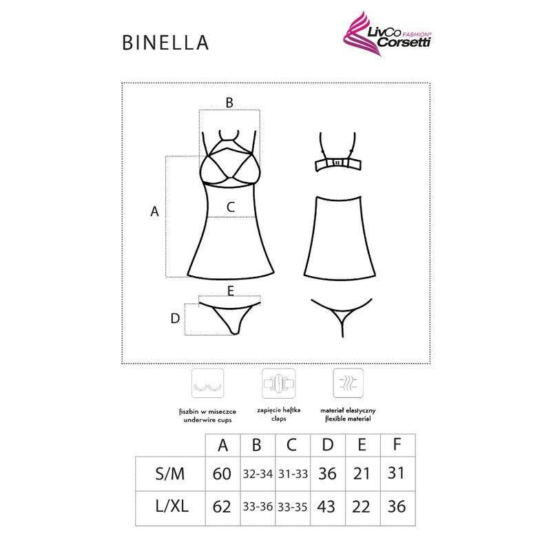 LIVCO CORSETTI FASHION - ΣΕΤ BINELLA BABYDOLL + ΣΤΡινγκ ΜΑΥΡΟ