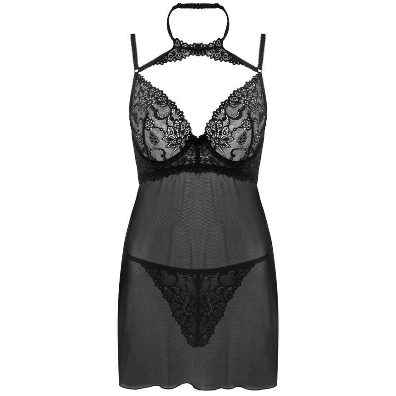 LIVCO CORSETTI FASHION - ΣΕΤ BINELLA BABYDOLL + ΣΤΡινγκ ΜΑΥΡΟ