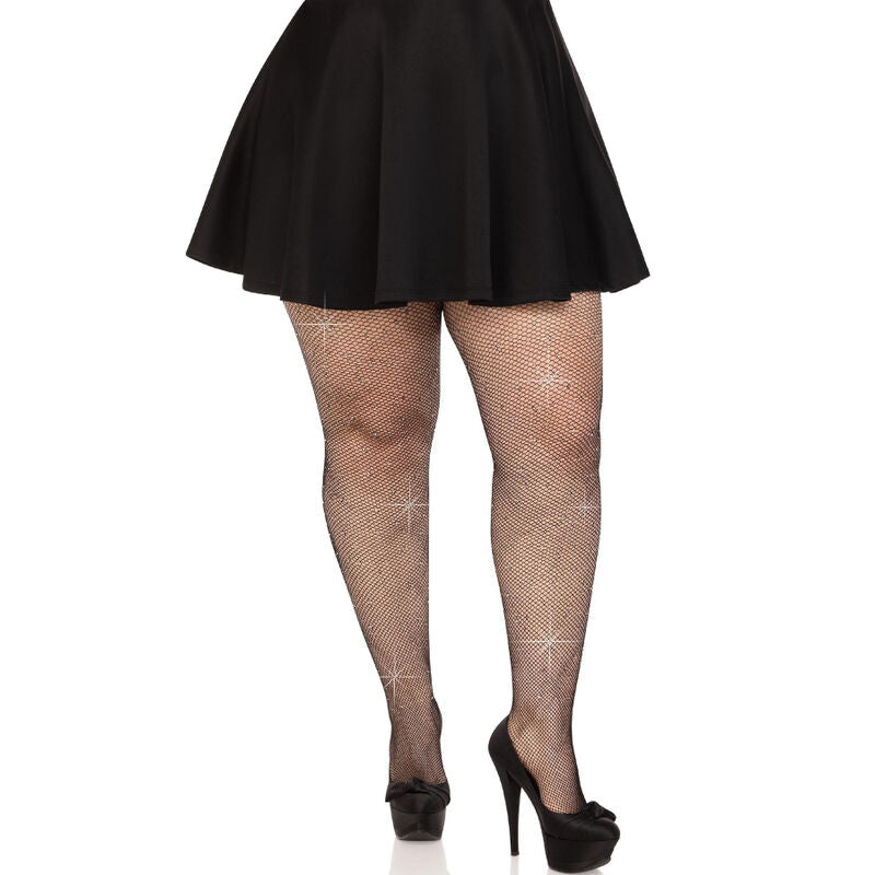 ΚΑΛΤΣΕΣ LEG AVENUE - ΚΡΥΣΤΑΛΛΙΝΕΣ ΜΑΥΡΕΣ ΜΕ ΠΛΕΓΜΑ PLUS SIZE