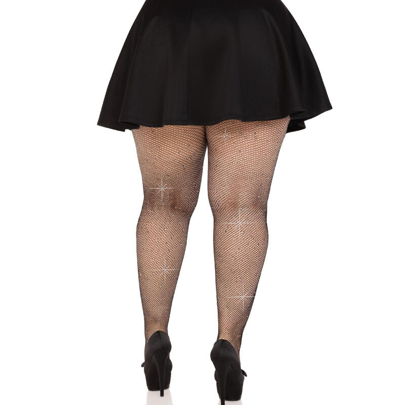 ΚΑΛΤΣΕΣ LEG AVENUE - ΚΡΥΣΤΑΛΛΙΝΕΣ ΜΑΥΡΕΣ ΜΕ ΠΛΕΓΜΑ PLUS SIZE