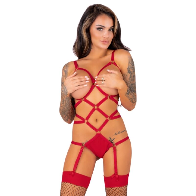 LIVCO CORSETTI FASHION - THIARA LC 20213 ΣΕΤ ΣΩΜΑΤΟΣ + ΚΑΛΤΣΕΣ ΚΟΚΚΙΝΟ S/M