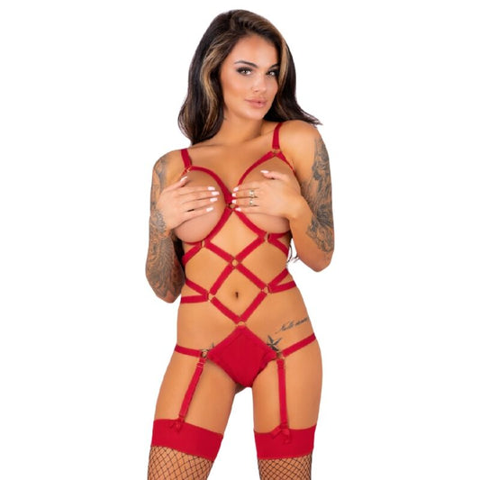 LIVCO CORSETTI FASHION - THIARA LC 20213 ΣΕΤ ΣΩΜΑΤΟΣ + ΚΑΛΤΣΕΣ ΚΟΚΚΙΝΟ L/XL