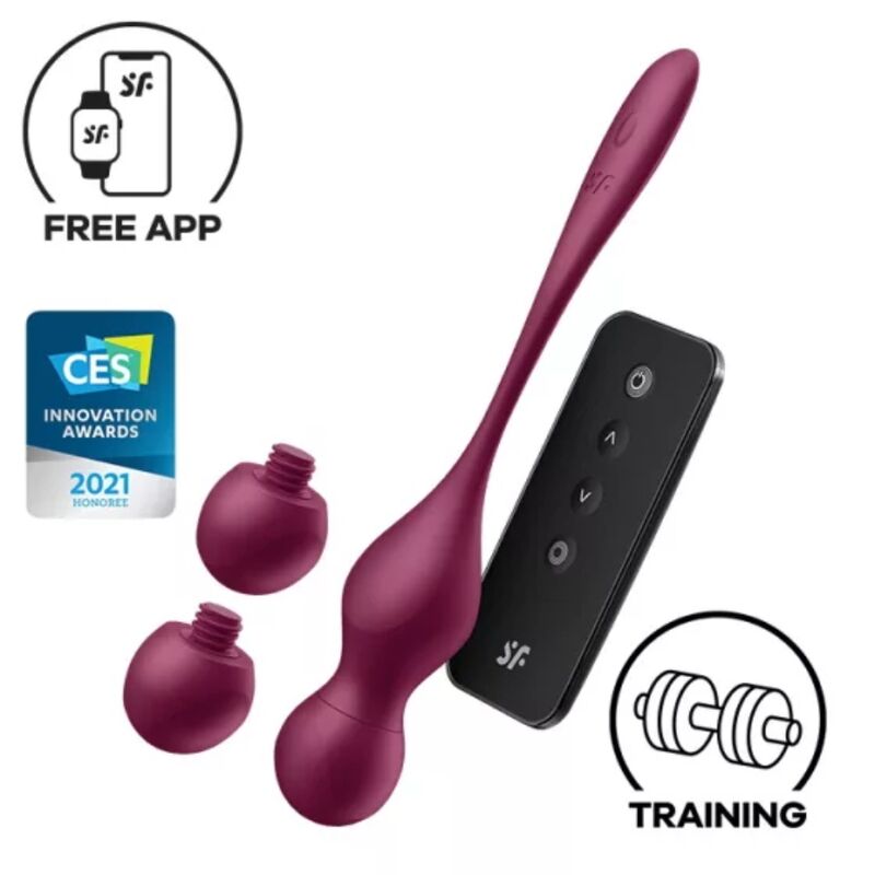 SATISFYER - LOVE BIRDS VARY ΔΟΝΟΥΝΤΕΣ ΜΠΑΛΕΣ ΔΩΡΕΑΝ ΕΦΑΡΜΟΓΗ WINE RED