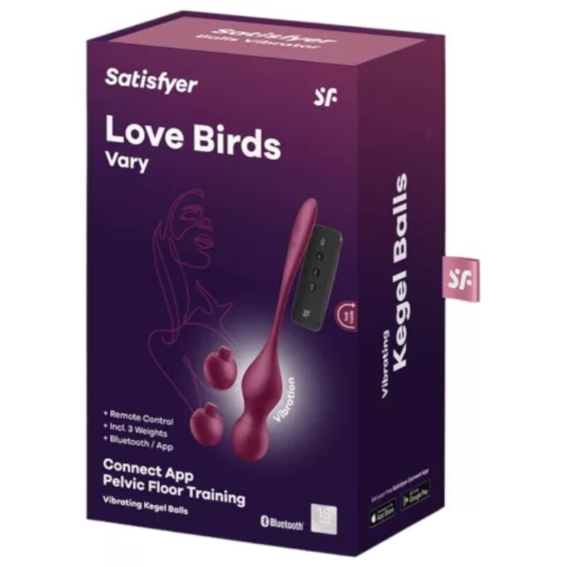 SATISFYER - LOVE BIRDS VARY ΔΟΝΟΥΝΤΕΣ ΜΠΑΛΕΣ ΔΩΡΕΑΝ ΕΦΑΡΜΟΓΗ WINE RED