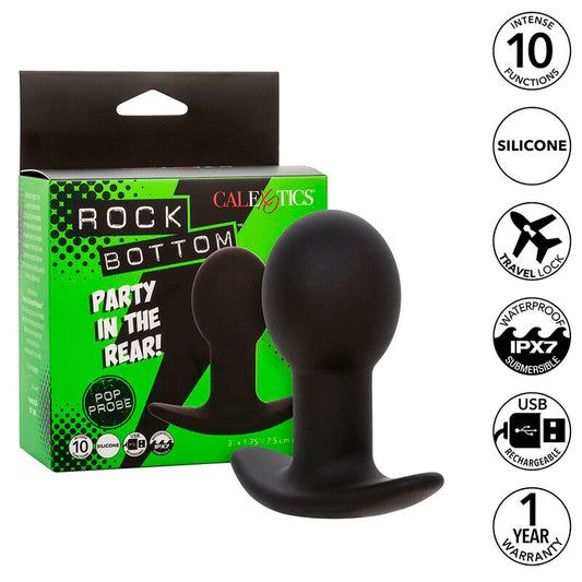 CALEXOTICS - Πρωκτικό βύσμα Rock Bottom 10 δονήσεων σιλικόνης μαύρο