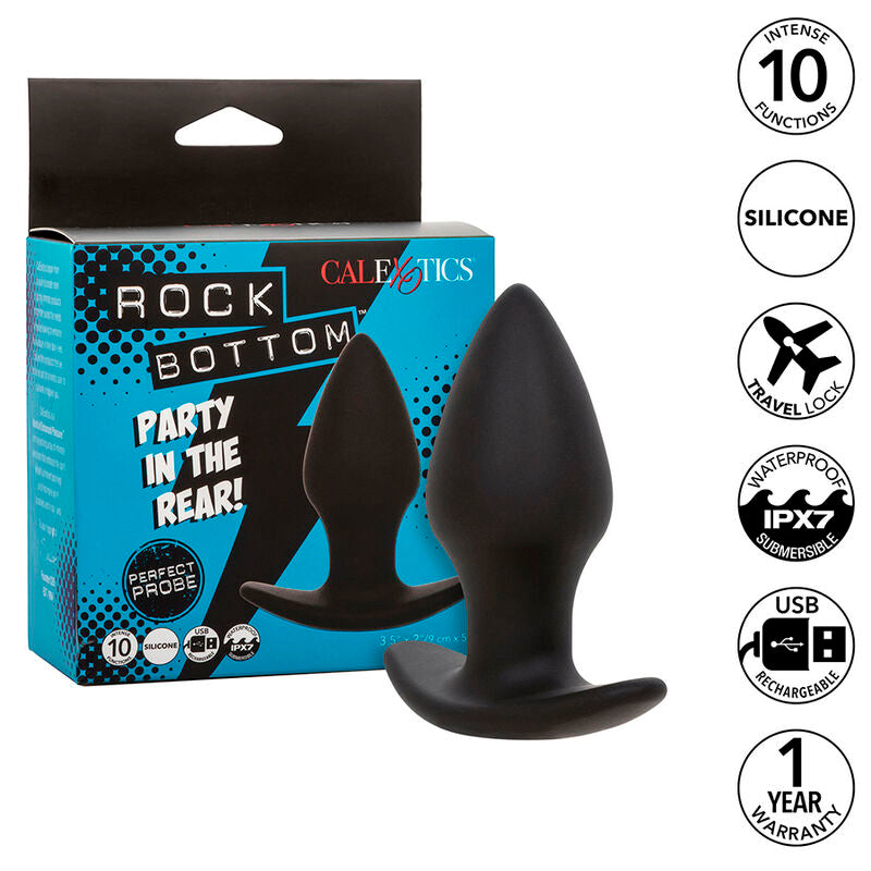 CALEXOTICS - ROCK BOTTOM PERFECT ANAL PLUG 10 VIBRATIONS ΣΙΛΙΚΟΝΗΣ ΜΑΥΡΟ