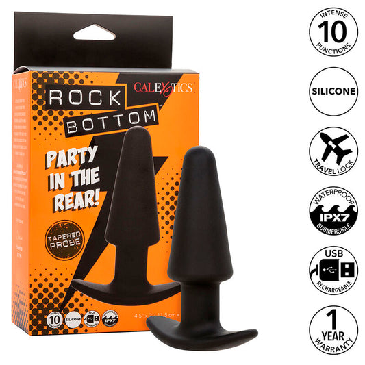 CALEXOTICS - Πρωκτικό πώμα Rock Bottom με κωνικό σχήμα 10 τεμαχίων δόνησης σιλικόνης, μαύρο