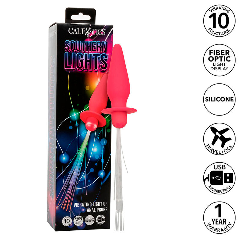 CALEXOTICS - Πρωκτικό βύσμα SOUTHERN LIGHTS LIGHT UP 10 Δονήσεις Σιλικόνης Ροζ