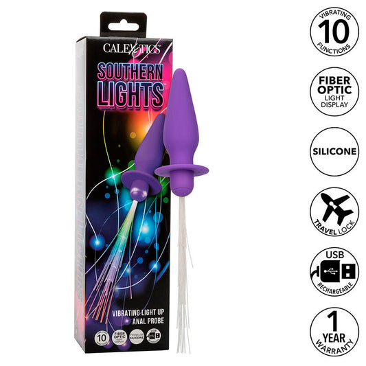 CALEXOTICS - Πρωκτικό βύσμα SOUTHERN LIGHTS LIGHT UP 10 Δονήσεις Σιλικόνης Μωβ