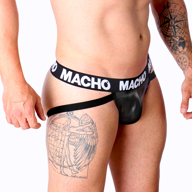 MACHO - MX25NC JOCK ΜΑΥΡΟ ΔΕΡΜΑΤΙΝΟ XL