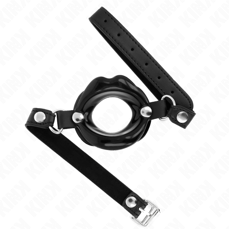 Φίμωτρο KINK - LIP 8 CM με μαύρο λουράκι από δερματίνη 63 x 2 CM ρυθμιζόμενο 39-58 CM
