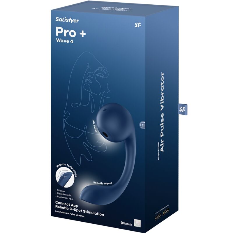 SATISFYER - PRO+ WAVE 4 ΕΦΑΡΜΟΓΗ ΧΩΡΙΣ ΔΙΕΓΕΡΤΗ ΣΗΜΕΙΟΥ G & ΠΑΛΜΩΝ ΑΕΡΑ, ΣΚΟΥΡΟ ΜΠΛΕ