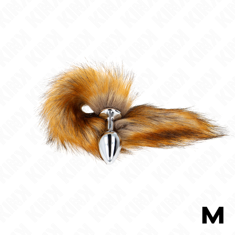 KINK - Πρωκτικό σφίξιμο μέγεθος M 8 x 3,5 cm με συνθετική ουρά 40 cm καφέ