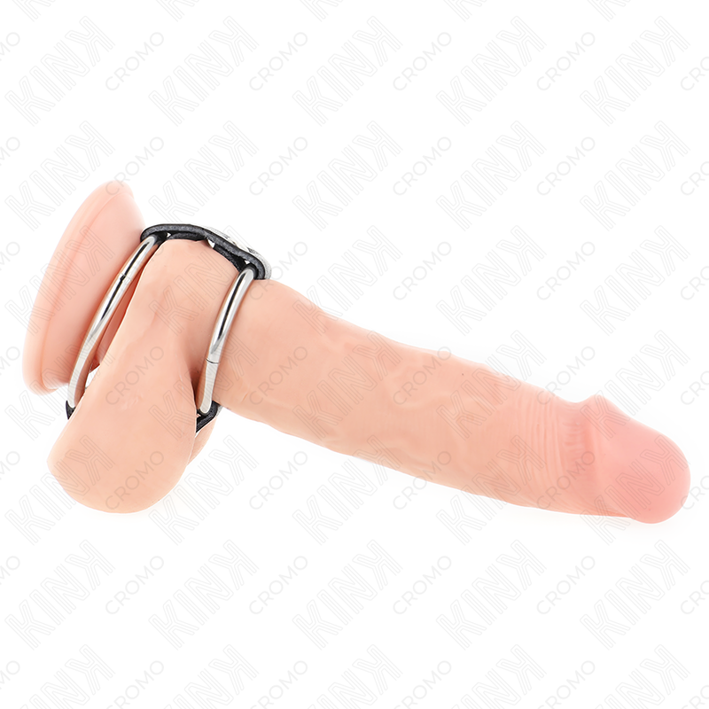 KINK - ΔΙΠΛΟΣ ΜΕΤΑΛΛΙΚΟΣ ΔΑΧΤΥΛΙΔΙ ΓΙΑ ΠΕΟΣ 3,8 CM ΕΩΣ 5 CM ΣΥΝΔΕΔΕΜΕΝΟΣ ΜΕ ΔΕΡΜΑ