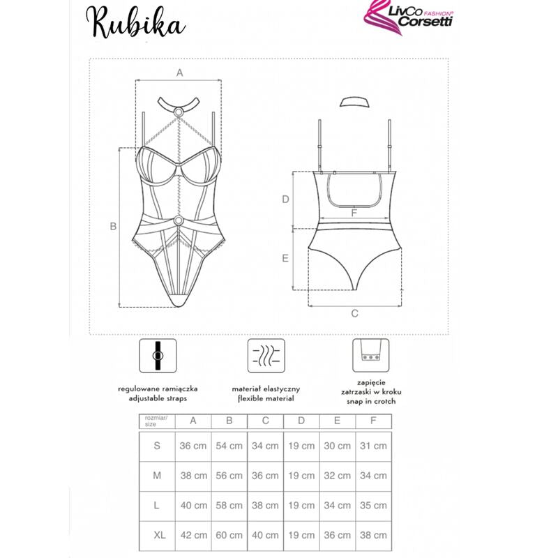 LIVCO CORSETTI FASHION - RUBIKA LC XG079 ΣΩΜΑ ΜΕ ΤΣΟΚΕΡ ΜΑΥΡΟ XL