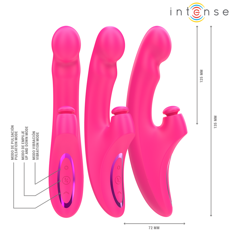 INTENSE - ΔΟΝΗΤΗΣ EMI 13,5 CM ΠΟΛΥΛΕΙΤΟΥΡΓΙΚΟΣ 3 ΣΕ 1 10 ΔΟΝΗΣΕΙΣ ΡΟΖ