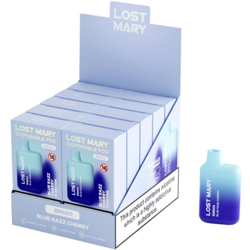 LOST MARY - BM600 ΑΤΜΙΣΤΗΣ ΝΙΚΟΤΙΝΗΣ 2% ΜΙΑΣ ΧΡΗΣΗΣ ΜΠΛΕ RAZZ CHERRY
