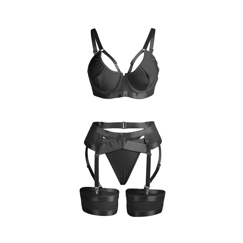 SUBBLIME - 955236 ΜΑΥΡΟ ΣΟΥΤΙΕΝ ΜΕ ΖΑΡΤΖΕΤΕΣ S/M