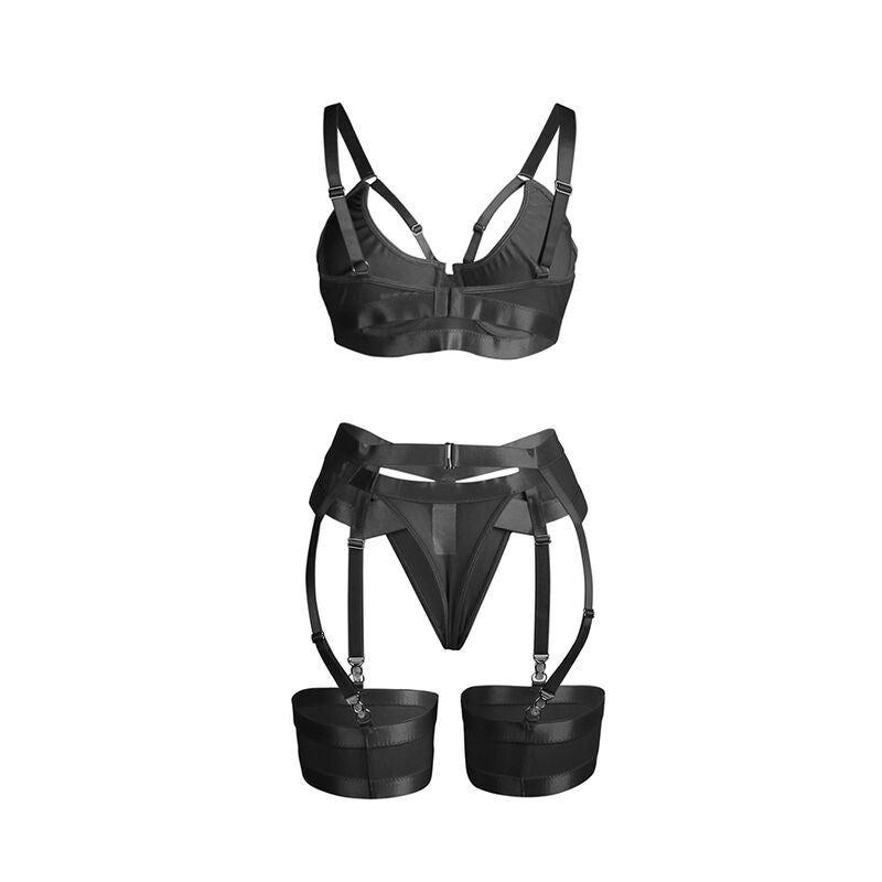 SUBBLIME - 955236 ΜΑΥΡΟ ΣΟΥΤΙΕΝ ΜΕ ΖΑΡΤΖΕΤΕΣ S/M